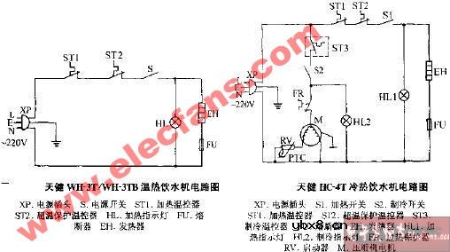 天健HC-4T冷热饮水机电路图 天健HC-4T冷热饮水机电路图