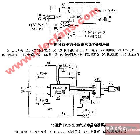 银通牌JSYZ-5B燃气热水器电路图