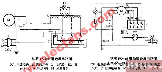 钻石FS-40P落地扇电路图