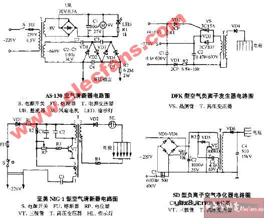 AS-130空气清新器电路图 AS-130空气清新器电路图