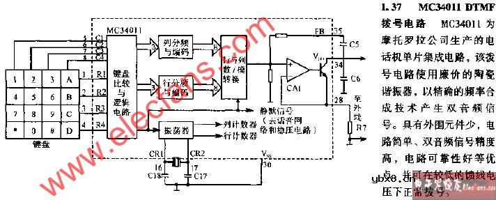 MC34011 DTMF拔号电路