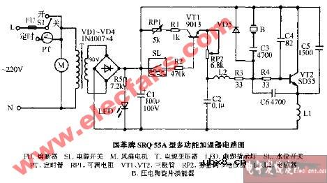 国萃牌SRQ-55A型多功能加湿器电路图