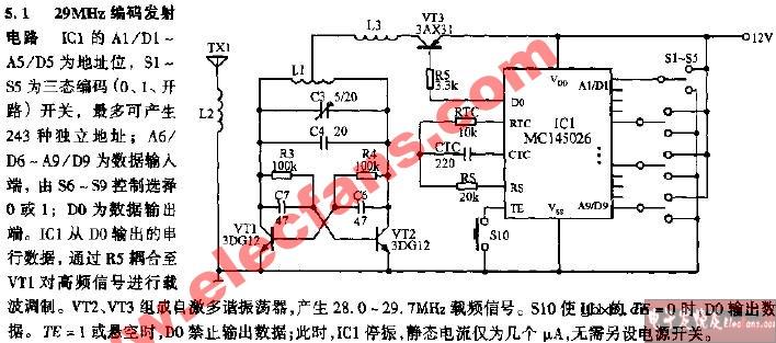 29MHz编码发射电路