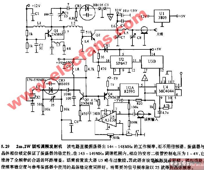 2m，2W锁相调频发射机