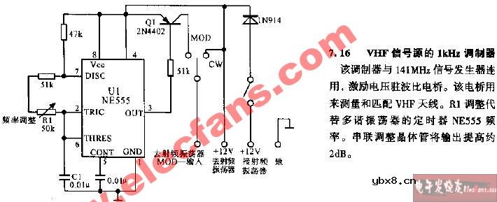 VHF信号的确良KHz调制器电路