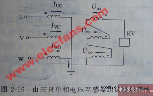 三只单相电压互感器组成星形接线图