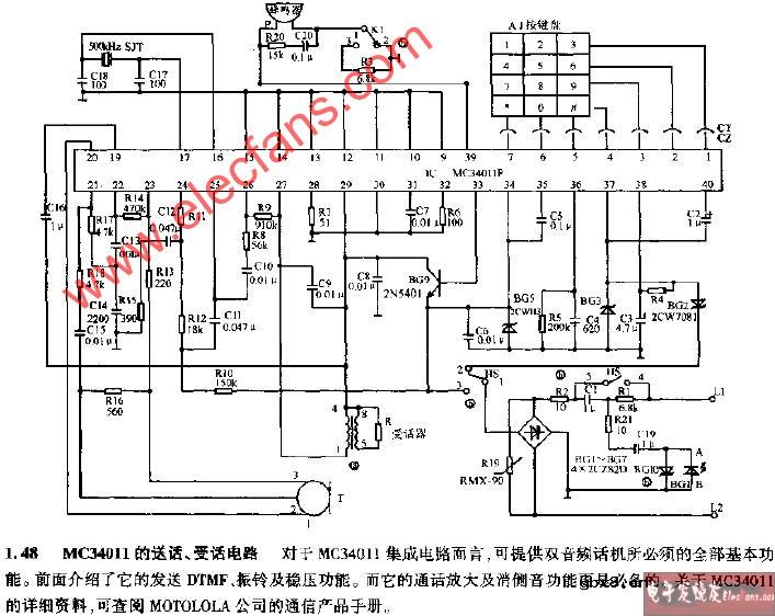 MC34011的发话,受话电路