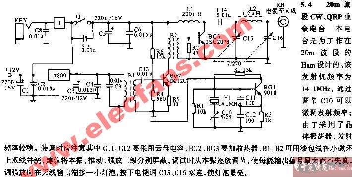 20m波段CW，QRP业余电台