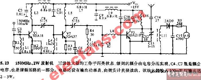 150MHz，2W发射机