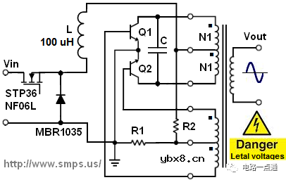 推挽直流-交流逆变器电路图