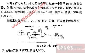 由两个逻辑门构成的压控振荡器