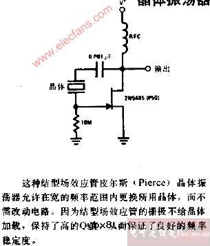 结型场效应管皮尔斯晶体振荡器电路图