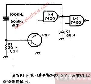 与TTL相容的晶体振荡器电路图