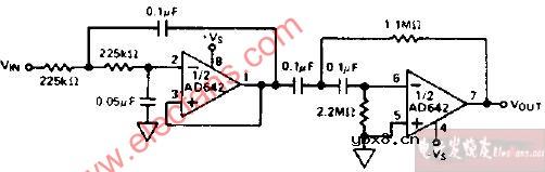 0.1Hz-10Hz带通滤波器电路图