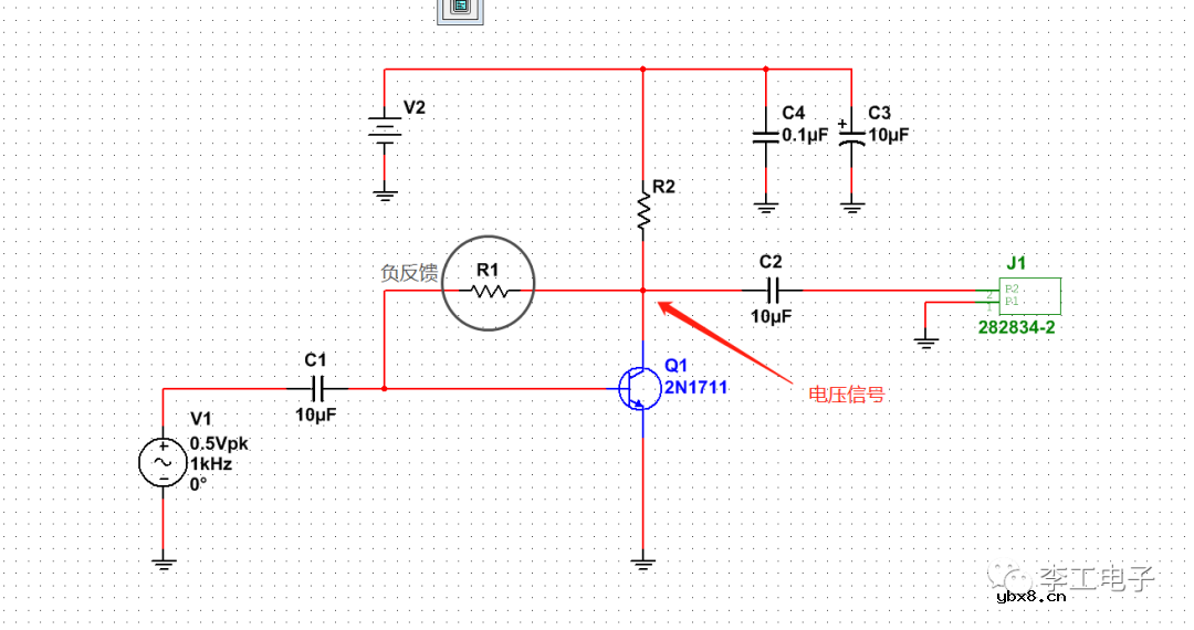 音频放大电路中的负反馈电路