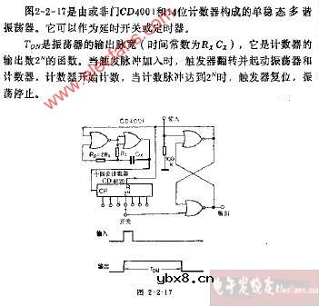 用计数器作定时电路的单稳态多谐振荡器