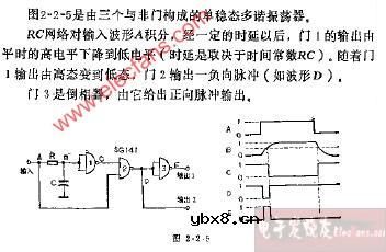 由三个与非门组成的单稳态多谐振荡器