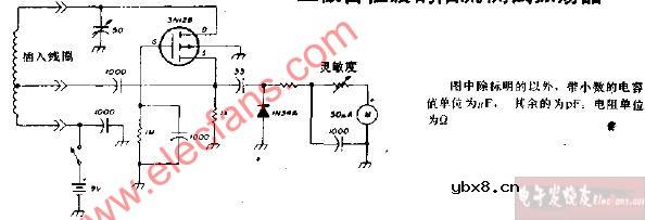 使用N沟道绝缘栅场效应管和独立二极管检波的陷流测试振荡器电路