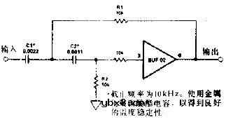二阶高通有源滤波器电路图