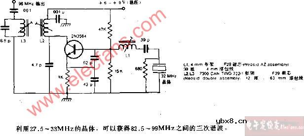 96MHz晶体振荡器电路图