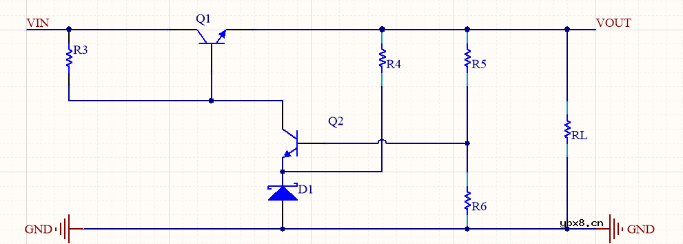 分析一个工作中常用的带有放大功能的高精度的串联稳压型电路