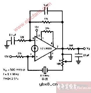 晶体控制正弦波振荡器电路图