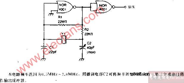 CMOS晶体振荡器电路图