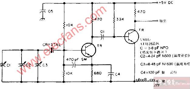 温度补偿晶体振荡器电路图