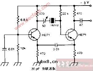 1MHz标准晶体振荡器电路图