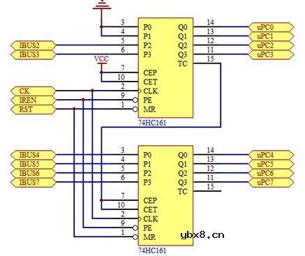 uPC(八位带预置计数器)原理图