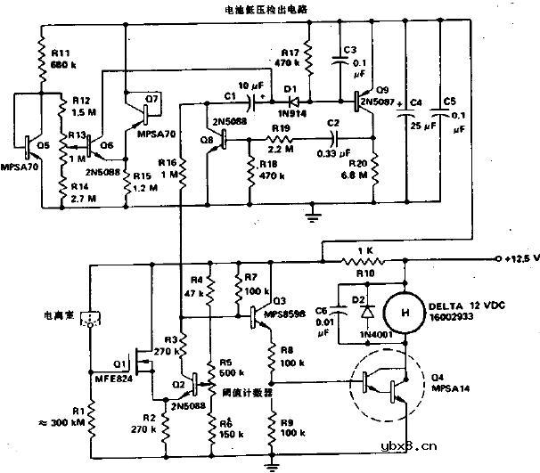 电离室烟雾检测器原理图