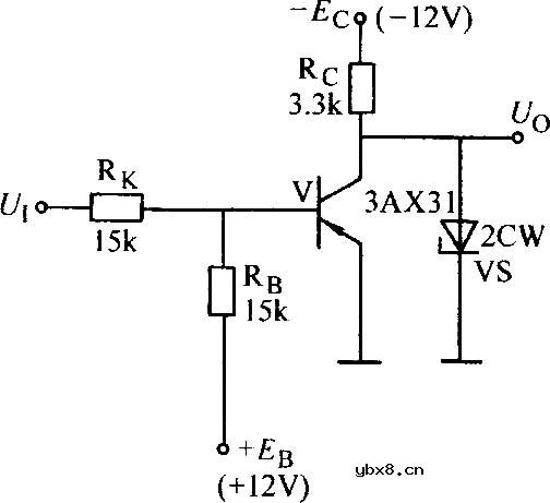 稳压二极管钳位的非门电路图