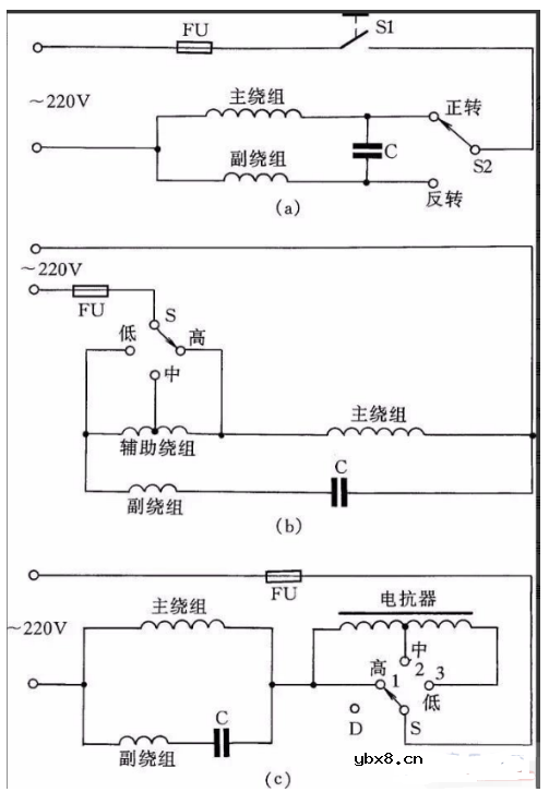 单相电容电动机的简单控制线路