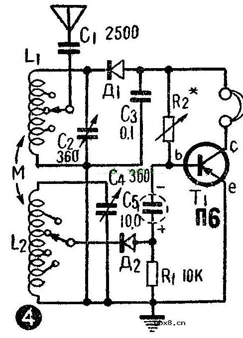 无电源晶体管收音机电路原理图