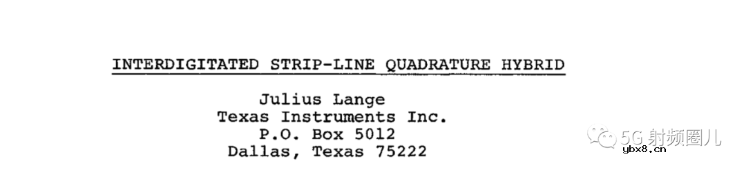 定向耦合器的技术指标及其设计