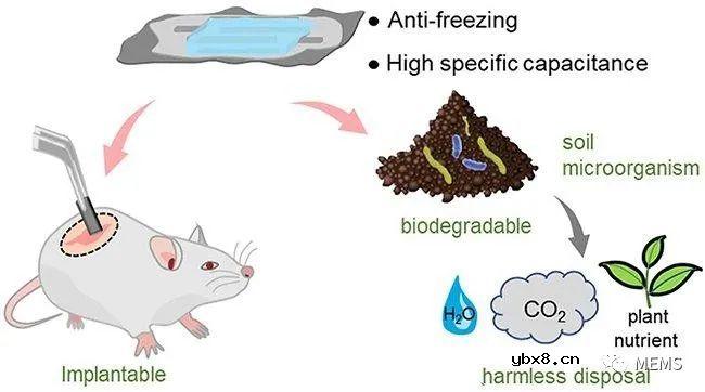 可自然降解且生物相容的可植入微型超级电容器