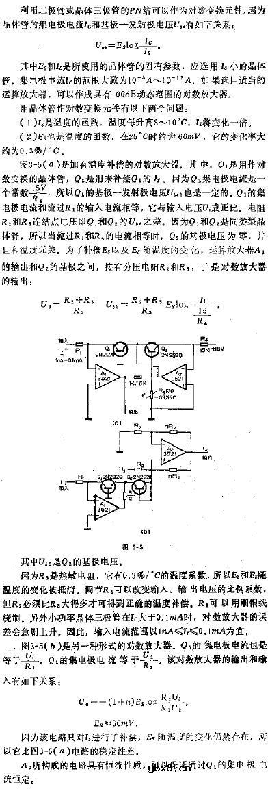 加温度补偿的对数放大器