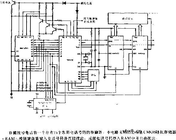 电话线供电的存储拨号器电路图