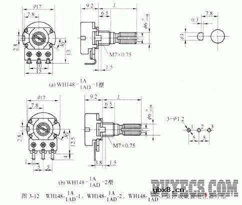 旋转式单联合成碳膜电位器
