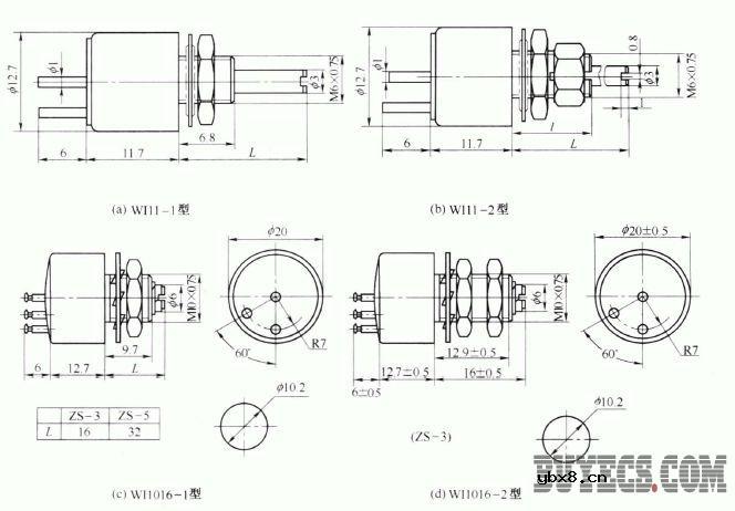 WI11、WI1016型玻璃釉电位器