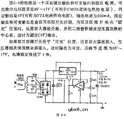 可供给固定输出和可变输出的电源电路图