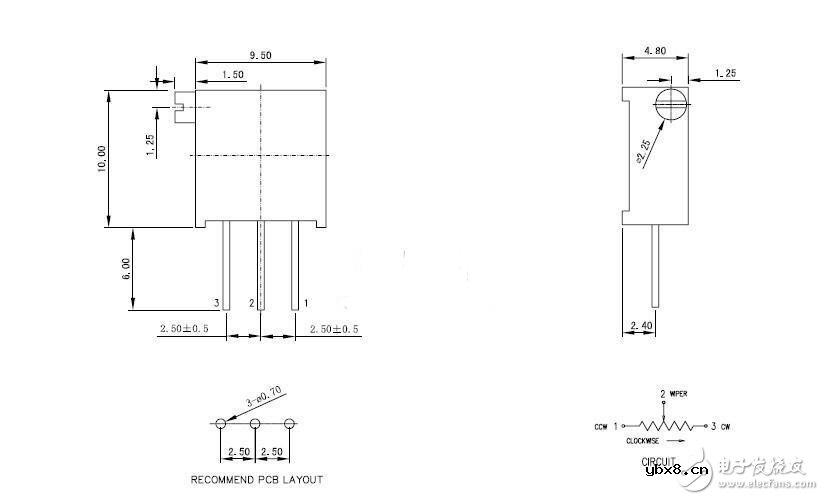 3296电位器引脚接法及规格书说明