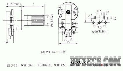 旋转式单联合成碳膜电位器
