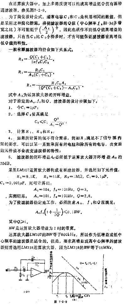 低Q高增益带通滤波器