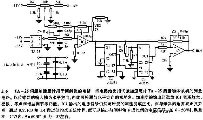 TA-25伺服加速度计用于倾斜仪的电路