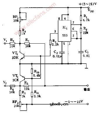 示波器附加两路显示开关电路图