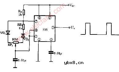 占空比可调频率不变的多谐振荡器电路图