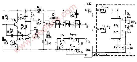 增加连射功能的光电枪电路图