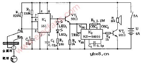击中靶球恭喜发财语音报叫电路图