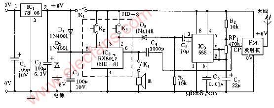 利用语言存储芯片的无线报警器电路图